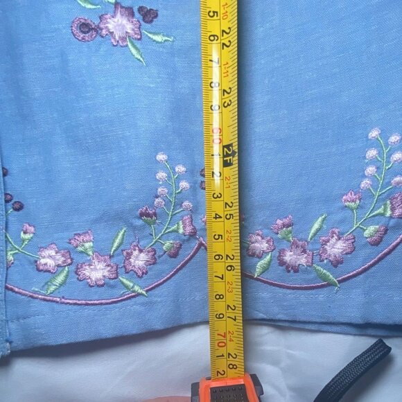 Vtg Embroidered Floral Button-Up Blouse Cottagecore Grandmacore GoldenGirls14/16 - Picture 9 of 13